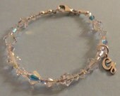 Flower Girls --  Swarovski Crystal, Initial , Personalized Children  Bracelet, Bridesmaids Gifts Bracelet,  Bride Bridal Bracelet