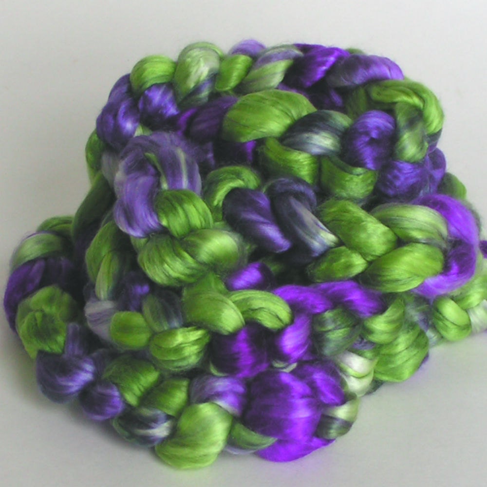 Silk Sliver Top Mulberry Roving Fiber PATAGONIA PhatFiber February Feature Luxurious Supreme Quality Hand Painted for Handspinning 2 ounces