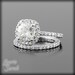 Moissanite and Diamond Engagement Ring with Matching Diamond Wedding Band - Diamond Alternative - LS1872