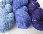 Shawl Triad: Three Skeins Aerialist Sock Yarn  Merino Superwash Colors Gentle Breeze, Periwinkle and Summer Night