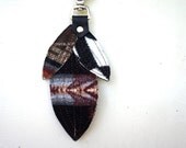 Leather Tassel/Keychain/Feather in Leather and Oregon Wool