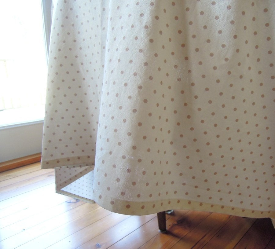French Cotton Polka Dot Tablecloth, Table Linens, Natural, 64" x 64"
