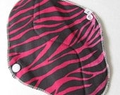 Pink & Black Zebra Stripes Cotton Cloth Menstrual Pad . 8 Inch