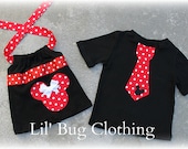 Custom Boutique Clothing Boys  Mickey  Mouse Tie Tee And Girls Red Dot Halter Brother Sister Tops