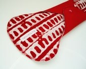 14.5in Microfleece Cloth Menstrual Pad - Red & White Batik