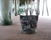 Rustic Camper Canvas Tote Large Repurposed Military Camo Bag