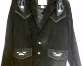 Ren Ellis Men's Vintage Black Suede Western Jacket Hand Beading Size 46