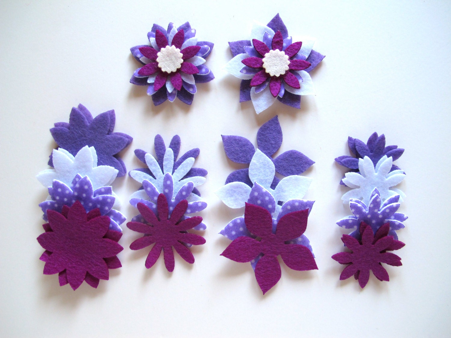 Lavender set of 24 felt flowers