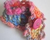 wrist cuff handspun  crocheted PLAYTIME