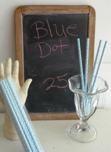 Baby Blue Swiss Dot small polka dot Paper Straws 25 boxed ready to party Il_570xn
