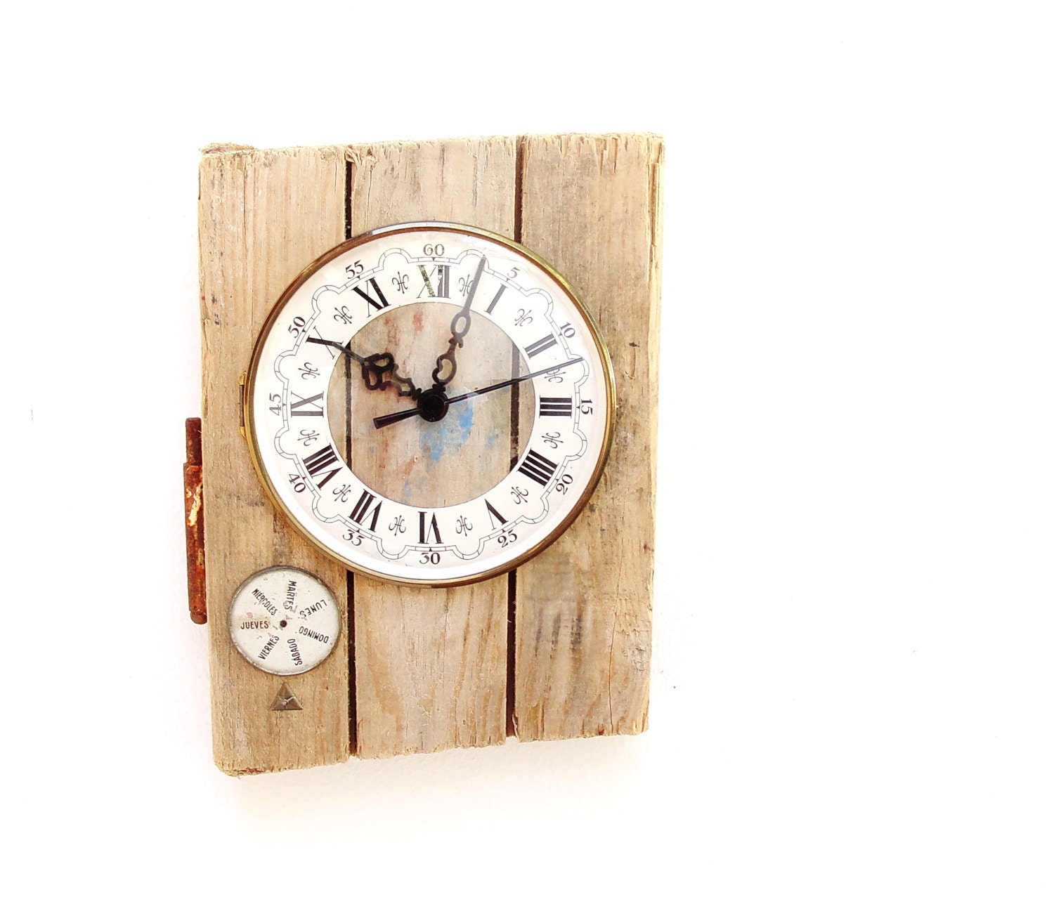 Steampunk Clock Boat wood and Vintage clock parts