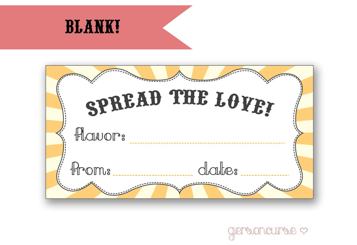 Personalized Blank Jam or Jelly Labels - Spread the Love - Digital File - BLANK