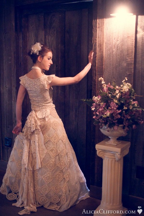 Eco Conscious Floor length Skirt of Vintage Laces