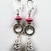 Bunny Rabbit, Hot Pink Bead and Hoops Sterling Silver Leverback Earrings