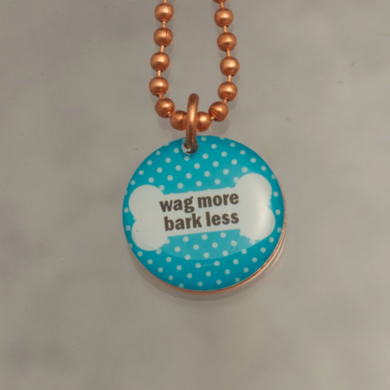 Handmade Copper Dog Charm Pendant Necklace Upcycled Repurposed Penny- Wag More - Womens Jewelry