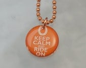 Handmade Copper Horse Charm Pendant Necklace Upcycled Repurposed Penny- Ride On Orange - Womens Jewelry