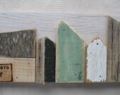 Recycled wood art sculpture folk art houses wall hanging home decor rustic primitive farmhouse outsider art