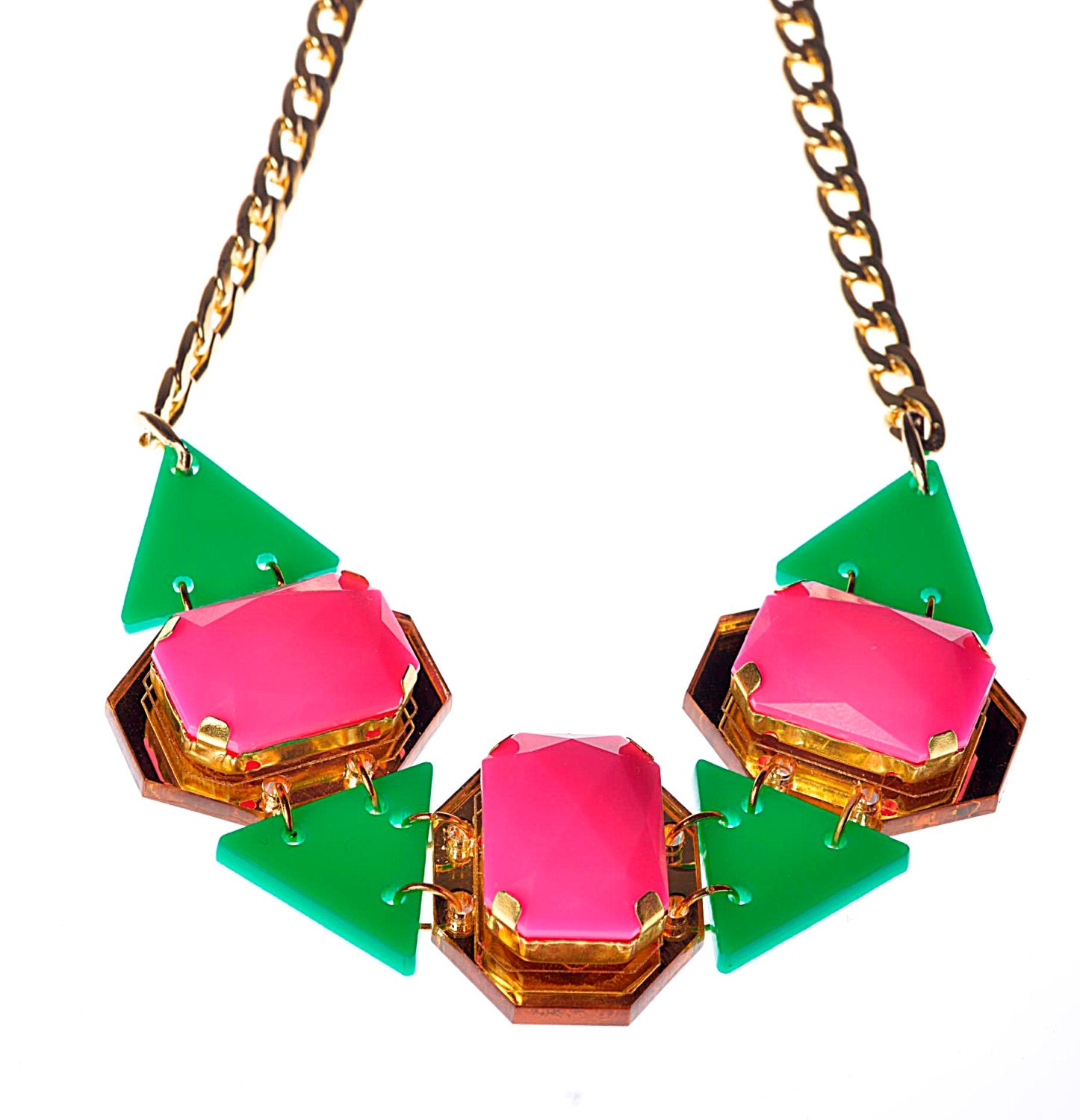 Fushia DropsStatement Necklace,Plexiglass Jewelry, Geometric Necklace,Lasercut Acrylic