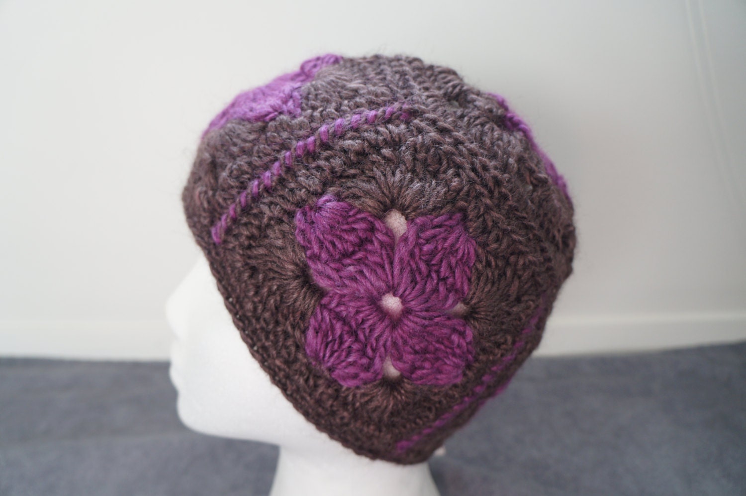Gone Granny - hand knit beanie in Single Spun wool