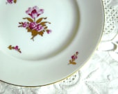 Bing & Grondahl China Plates 1950s Flowers Kjobehavn Denmark Magenta Gold