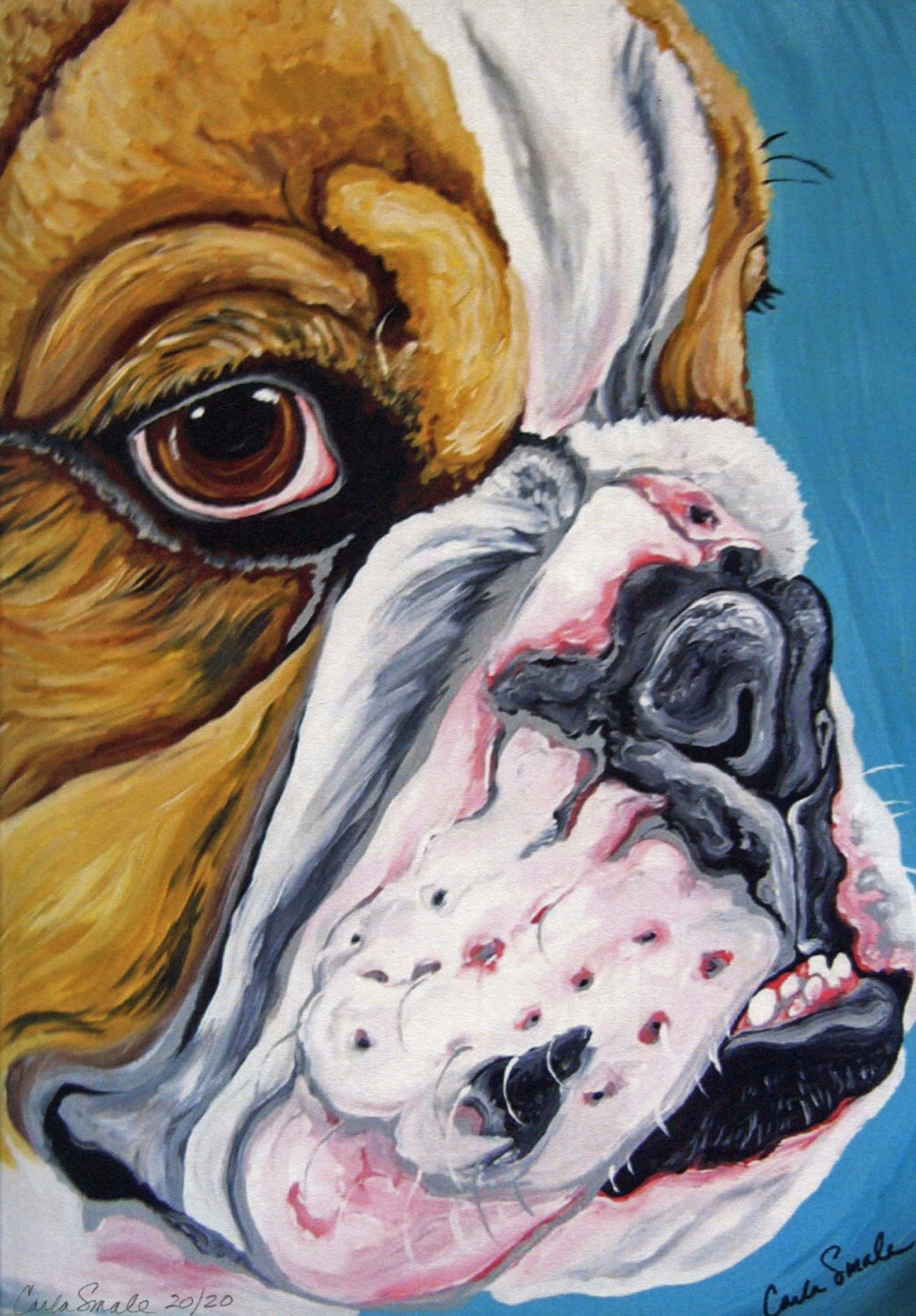English Bulldog Original Print  from Painting Dog Art-Carla Smale