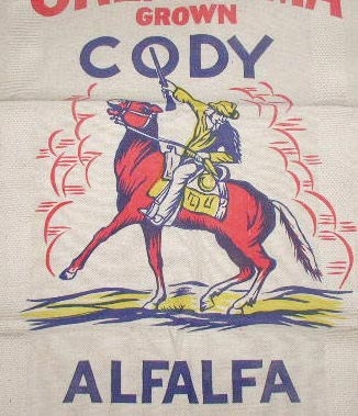 Vintage Seed Sack  Cody Alfalfa  Buffalo Bill Cody on Sack  Vintage New Old Stock