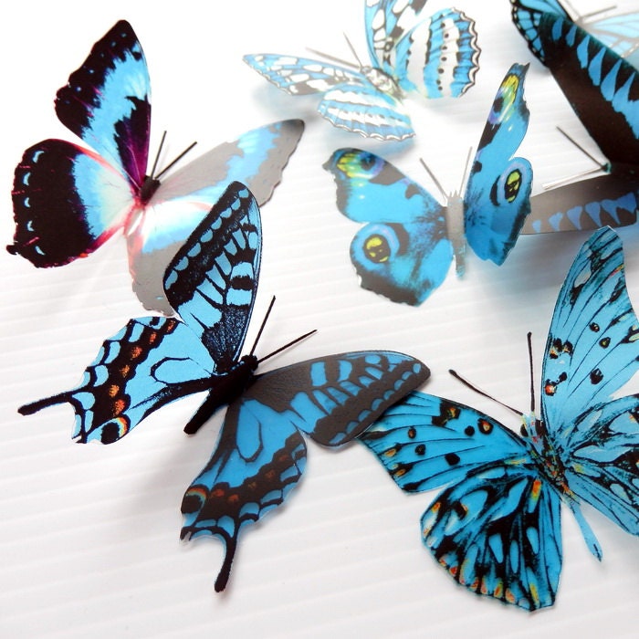 36 x Special Blue 3D Butterflies great for Weddings, Crafts