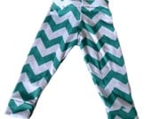 Teal Chevron Cotton Jersey Knit snug fit Leggings Boy or Girl