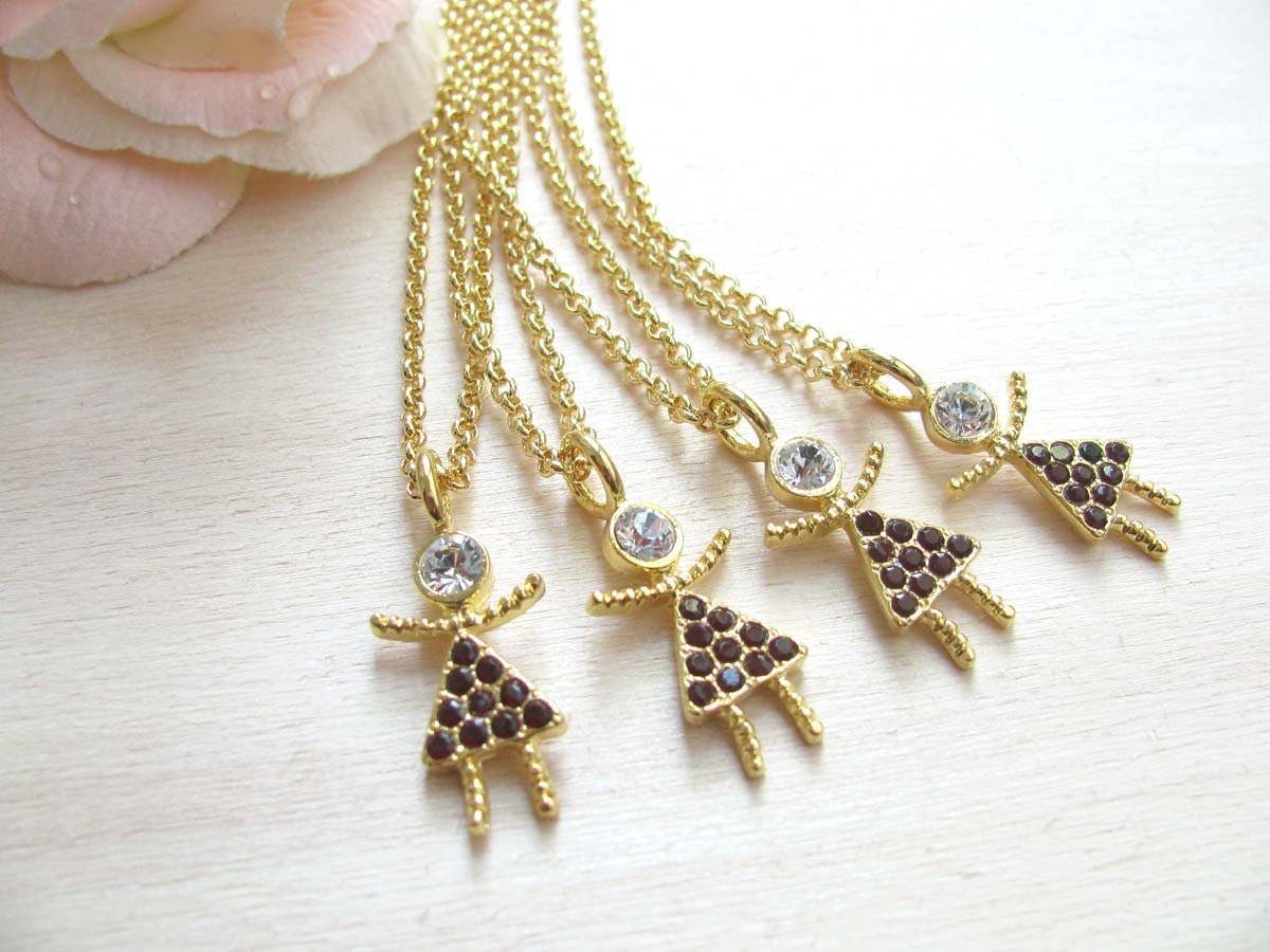 Bridesmaid necklace Flower girl necklace Bridal jewelry Wedding Set of 4