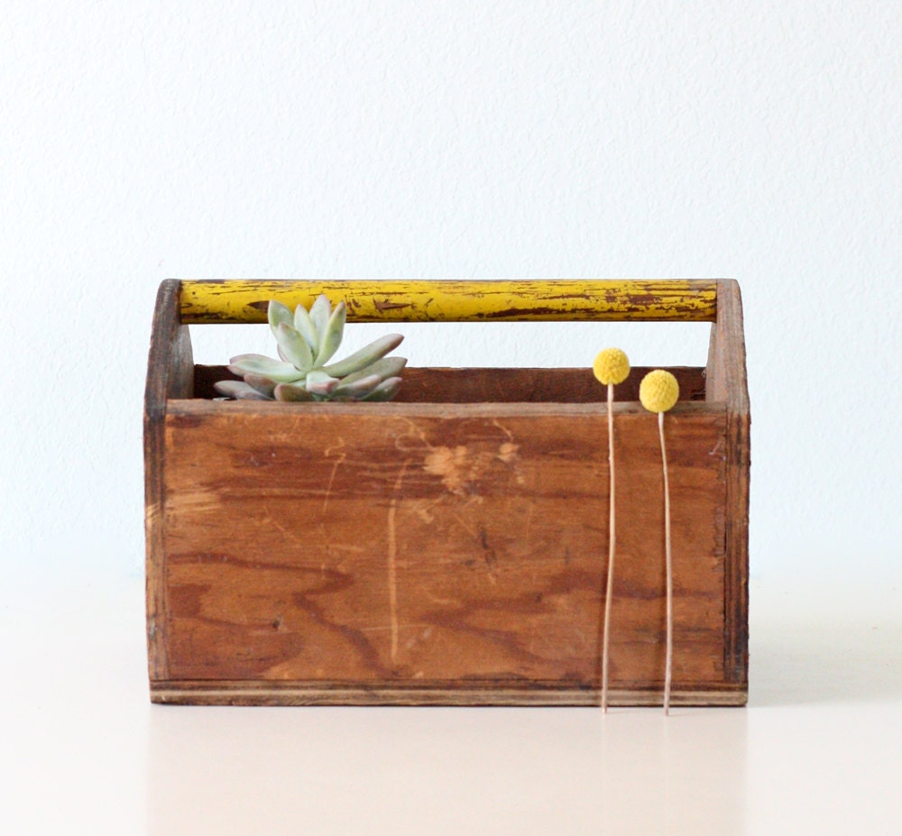 Vintage Tool Tote with Yellow Handle