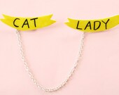 Cat Lady Sweater Brooch Set w/ Chain