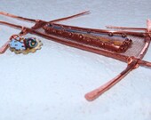 Talisman Mixed Media Sculpture Fused Dichroic Stained Glass & Copper Metal Wall/Garden/Window Art Ornament