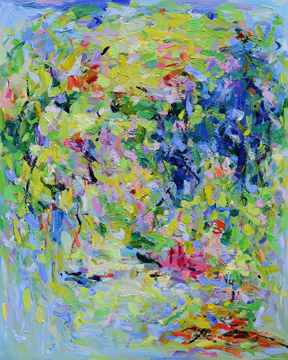 Giclee art print 16x20 from original oil abstract painting-Garden 8