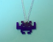 80s arcade alien plastic quirky kitsch retro purple charm necklace