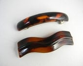 Vintage  barrettes , two tone tortoise shell color  tres chic