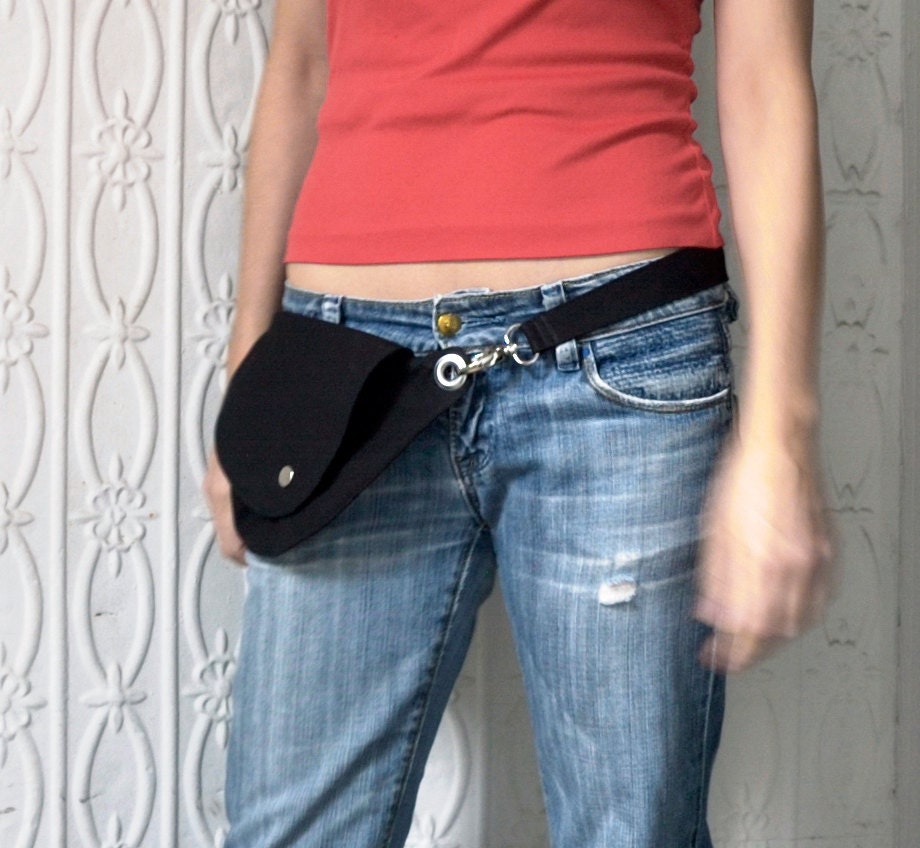 Black Cotton Belt Bag : Fanny Pack