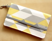 Gray and Yellow Iphone Wallet - Cell Phone Wallet - Graphic Print - Yellow and Gray - Smart Phone Wallet - Custom Size