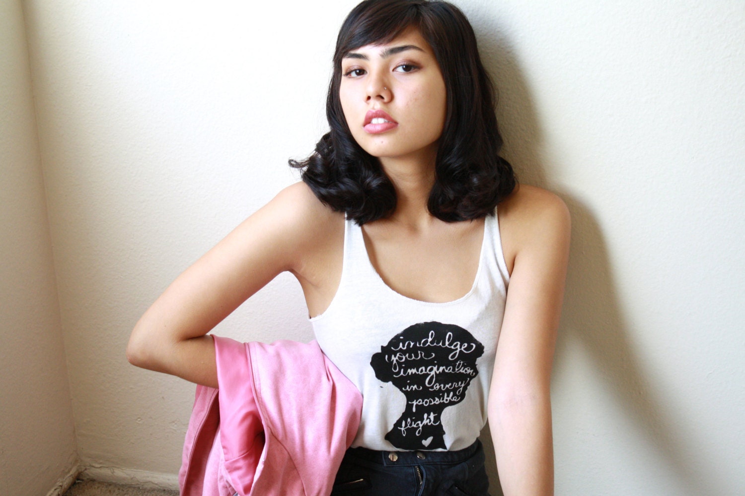 Pride and Prejudice. SMALL Ladies' Racerback Tank in Ivory- Indulge Your Imagination