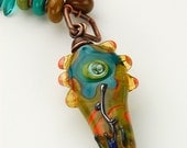 Lampwork FLower Pendant Necklace