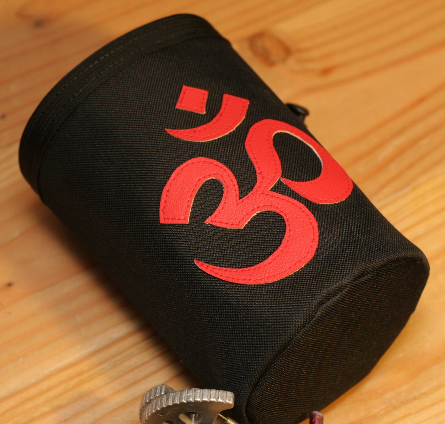 Eastern Promises on Black, Hand Crafted Chalk Bag, Rock Climbing