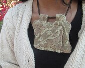 Brown and Beige Print Necklace Fabric Necklace Fabric Jewelry Brown Necklace Unique FN001