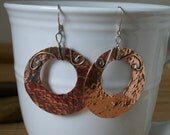 Hammered copper and sterling silver earrings - copper jewelry - mixed metal earrings