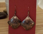 Hammer texture, heat patina, metalwork copper earrings - copper jewelry