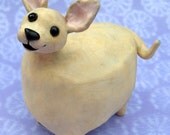 Fat Chihuahua, Ceramic Chihuahua sculpture, Smiling Fat Chihuahua
