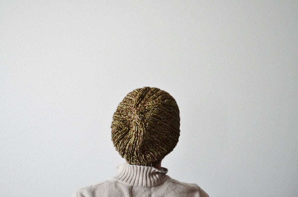 Knit Beanie in FOREST / EARTH - Slouchy Summer Beanie / Men's Watchcap - Unisex - Classic - Hand Knit - Father's Day