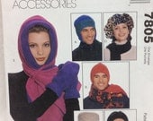 Sewing Pattern Hats, Mittens, Scarf, Cowl, Earmuffs - Uncut and Factory Folded