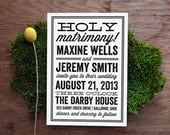 Holy Matrimony Retro Vintage Playbill Wedding Invitation
