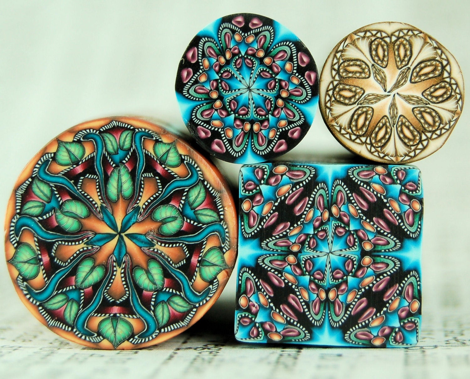KALEIDOSCOPE CLEARANCE LOT- Set of 4 Polymer Clay Canes -E
