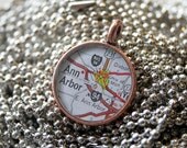 Ann Arbor, Michigan Map Pendant, Univ. of Michigan at Ann Arbor, Graduation Gift