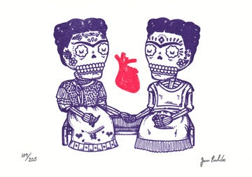 Las Dos Fridas Limited Edition Gocco Screenprint